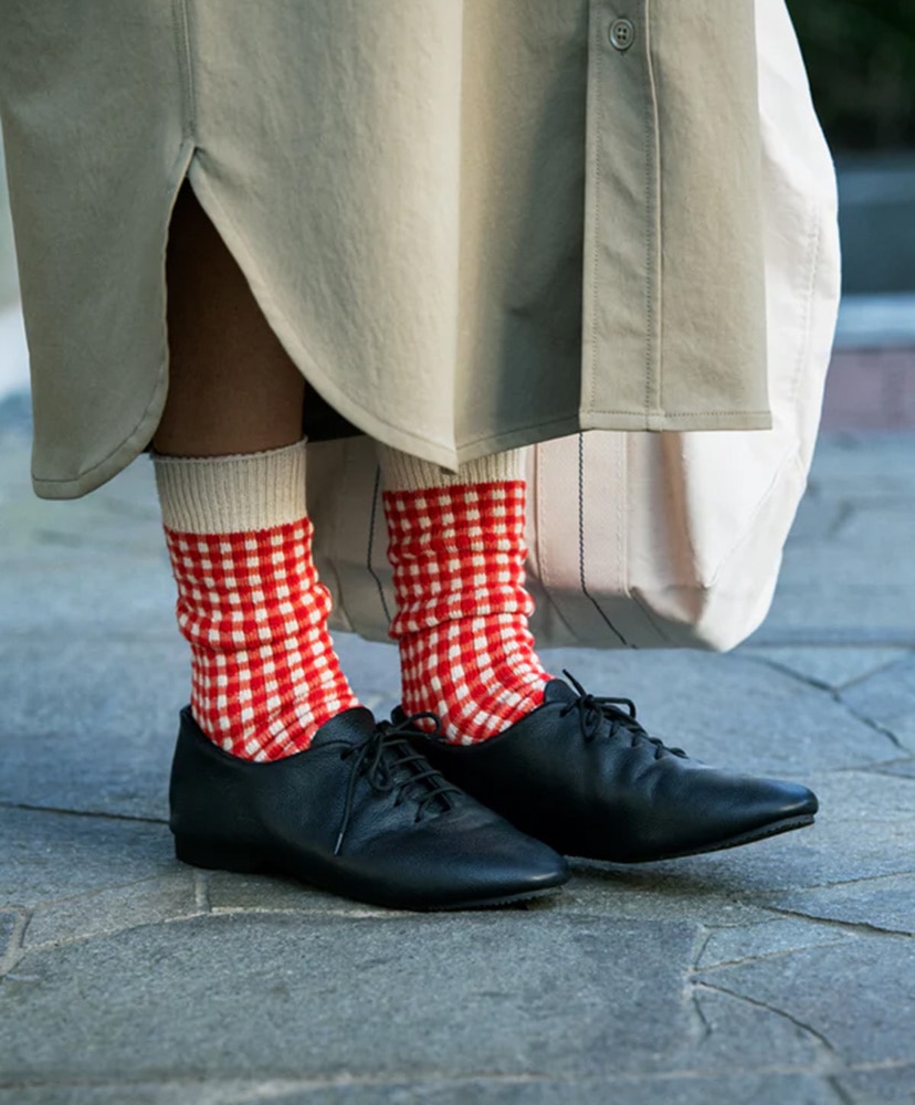 Gingham Check Socks Red/レッド M(25-27cm)