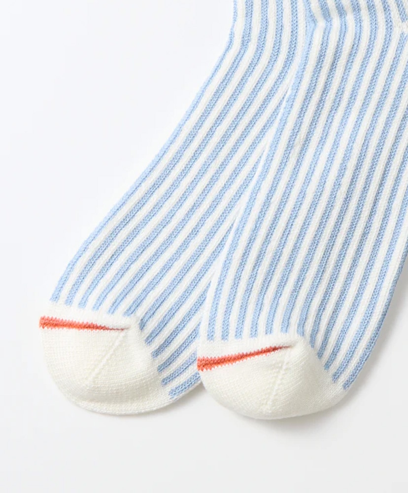 Vertical Stripe Socks White×L.Blue/ホワイト×ライトブルー S(23-25cm)