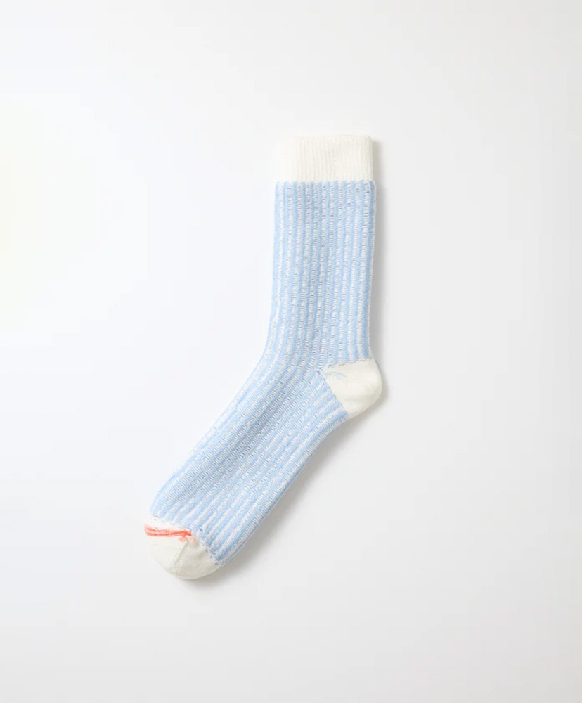 Vertical Stripe Socks White×L.Blue/ホワイト×ライトブルー S(23-25cm)