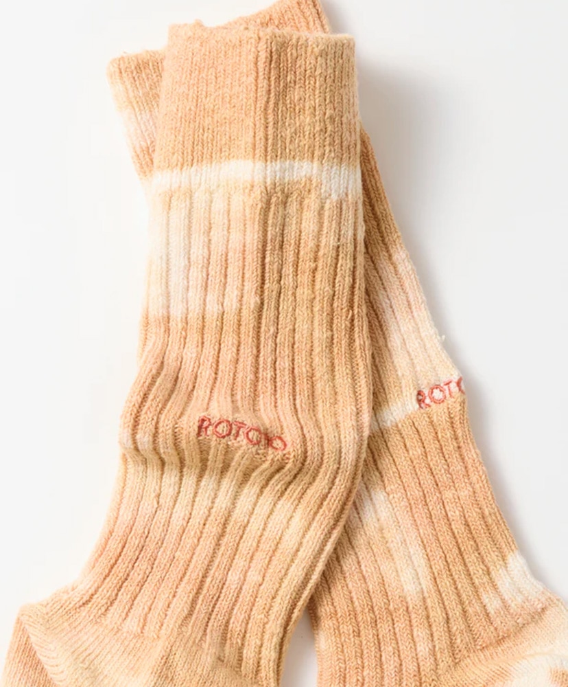 Tie Dye Ribbed Crew Socks Sunrise Orange/サンライズオレンジ M(25-27cm)