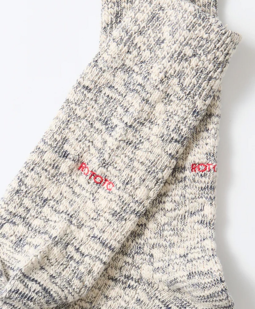 Organic Cotton Slub Crew Socks ネイビー M(25-27cm)