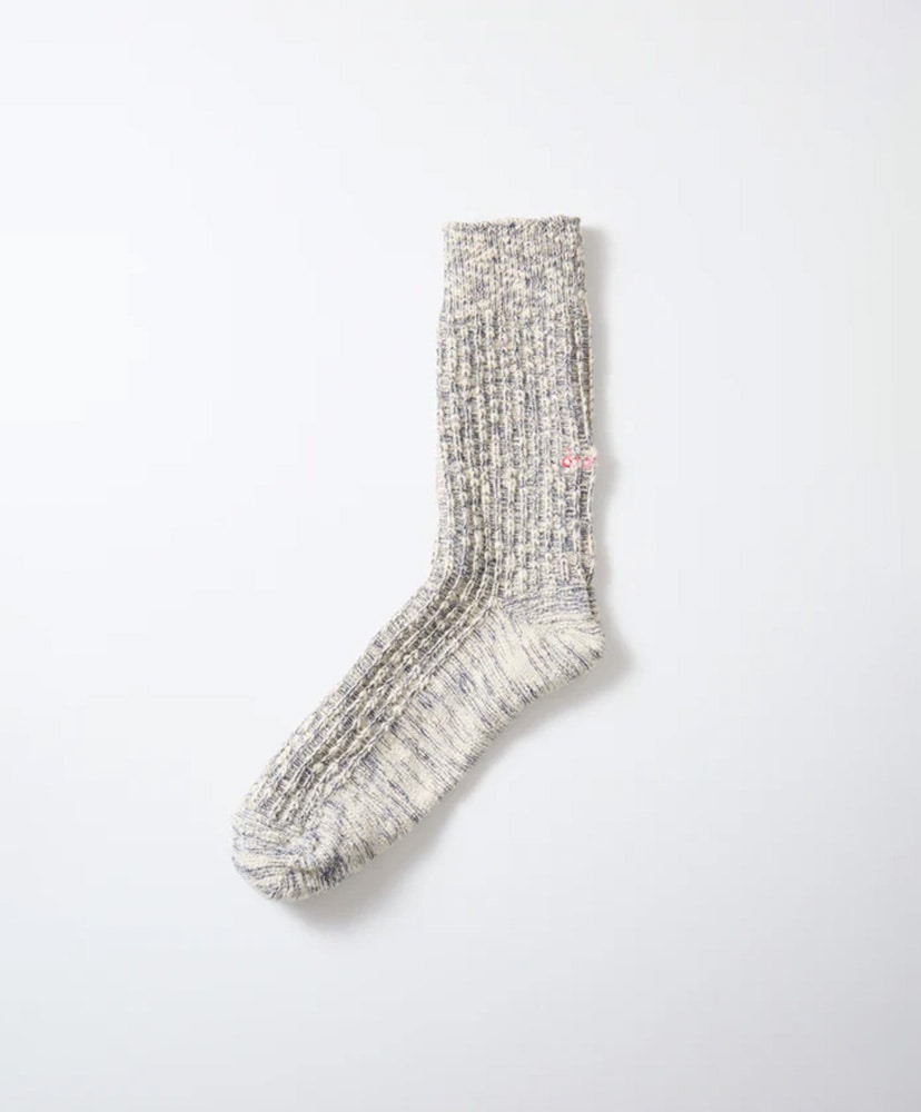 Organic Cotton Slub Crew Socks ネイビー M(25-27cm)