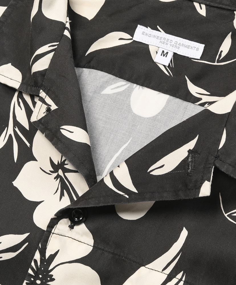 Camp Shirt - Tencel Floral Print Black×Natural/ブラック×ナチュラル L(MEN)