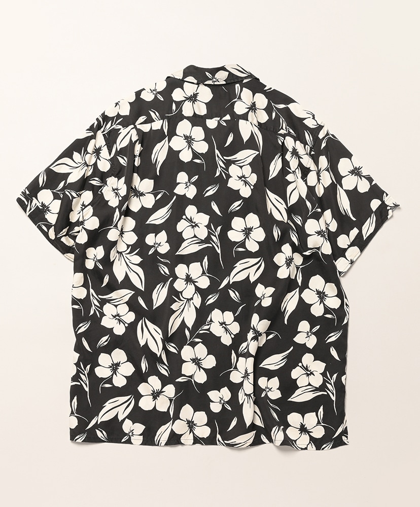 Camp Shirt - Tencel Floral Print Black×Natural/ブラック×ナチュラル L(MEN)