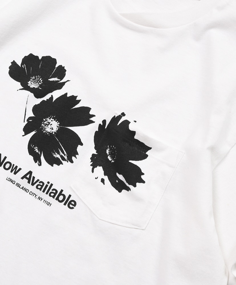 Printed Cross Crew Neck T-shirt - Cotton Flower White/ホワイト L(MEN)