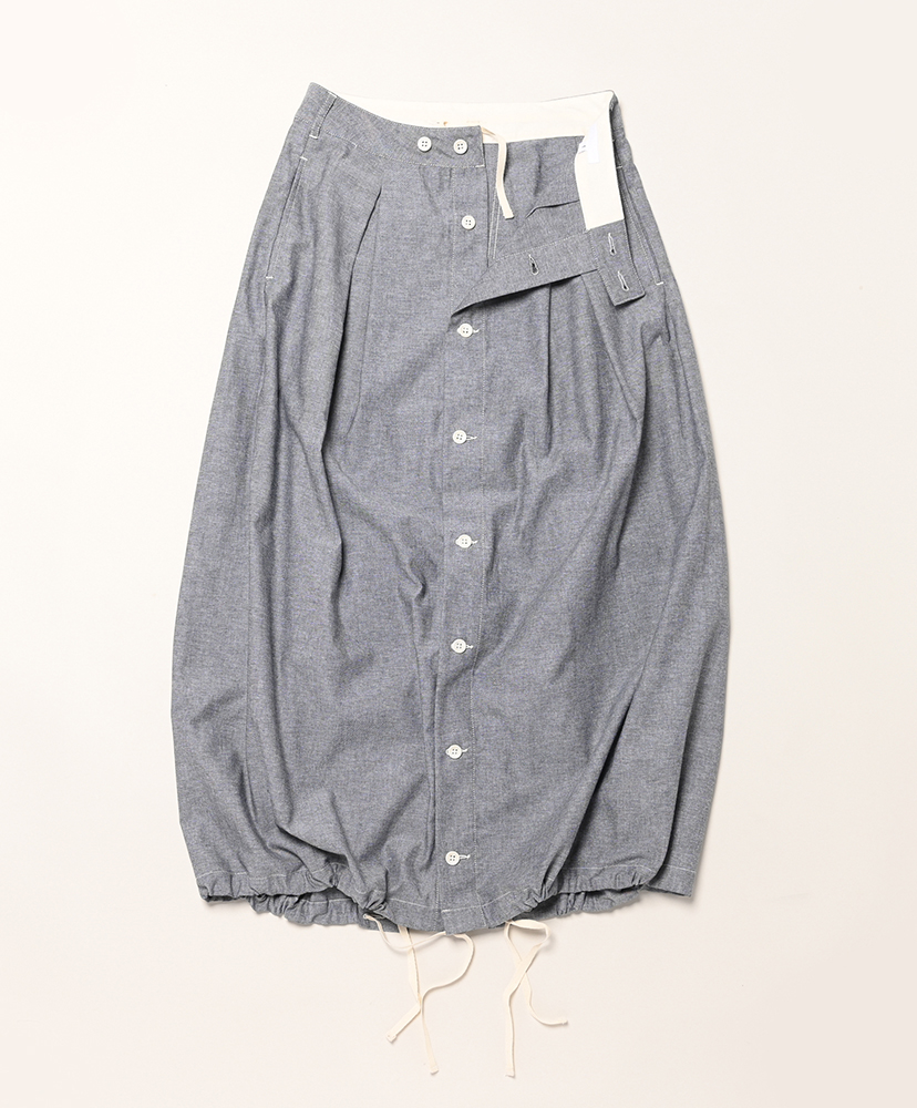 Tuck Skirt - Cotton Chambray Grey/グレー 1(WOMEN)