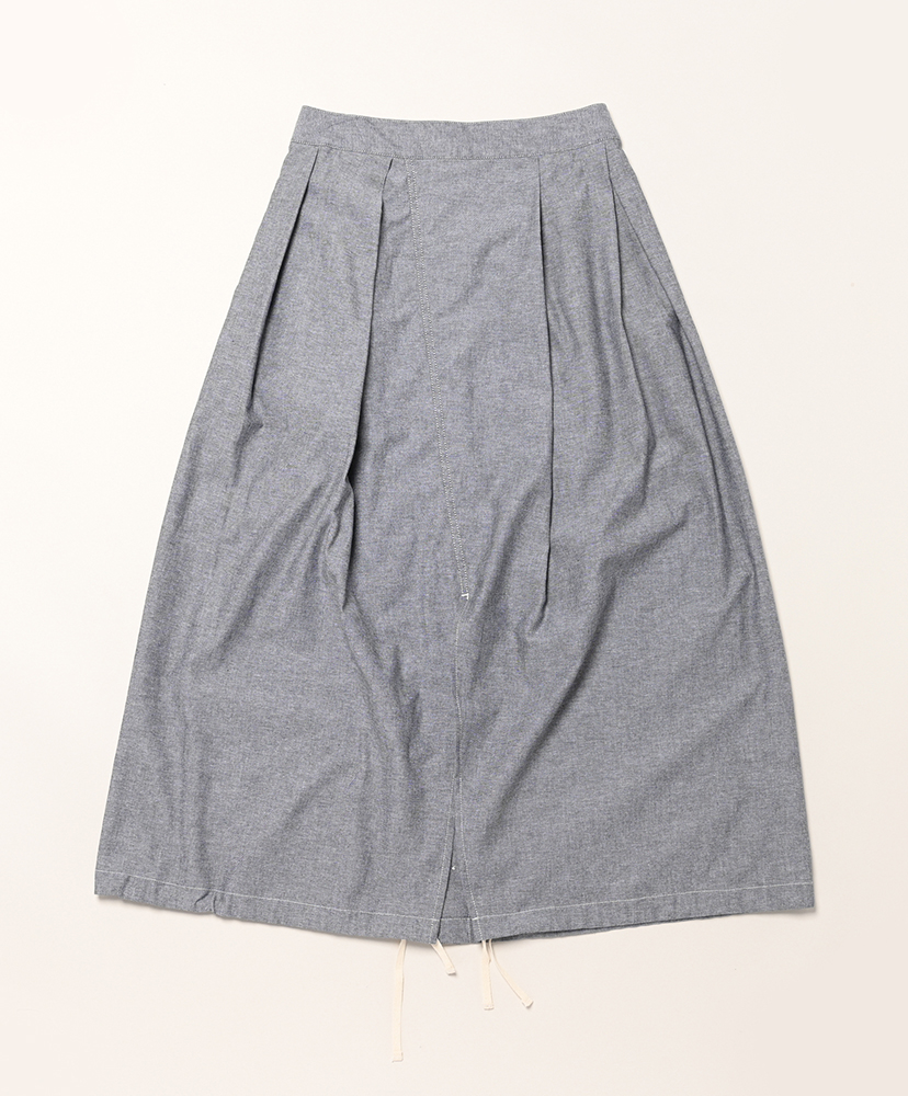 Tuck Skirt - Cotton Chambray Grey/グレー 1(WOMEN)