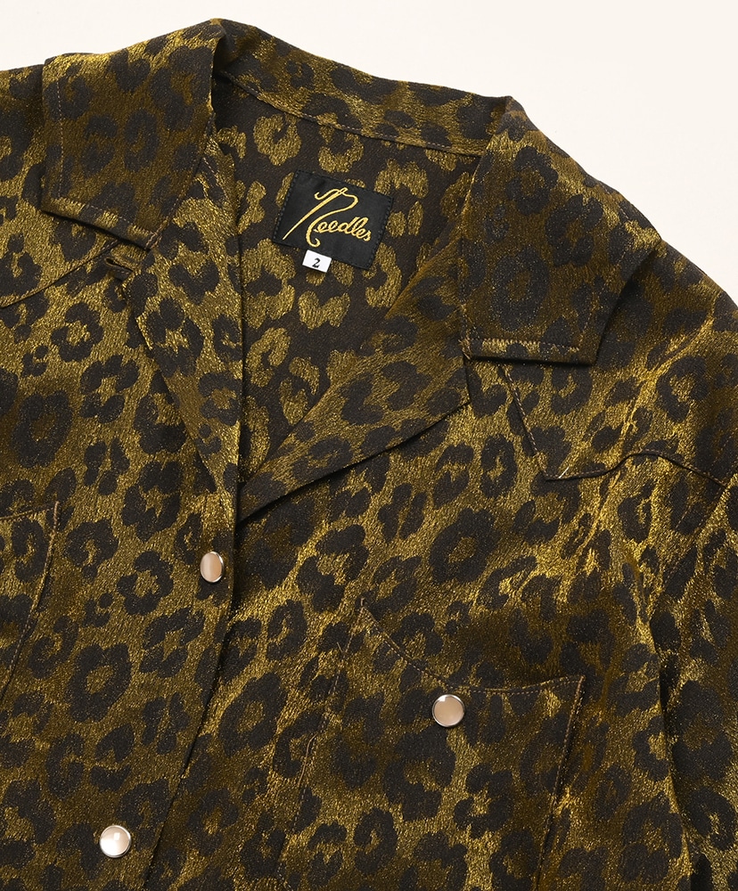 S/S Western Blouse - Rayon Leopard Jacquard Gold/ゴールド 2(WOMEN)