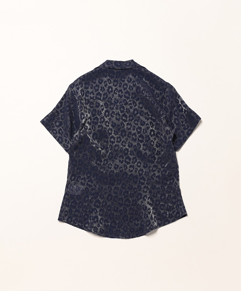 S/S Western Blouse - Rayon Leopard Jacquard Navy/ネイビー 2(WOMEN)