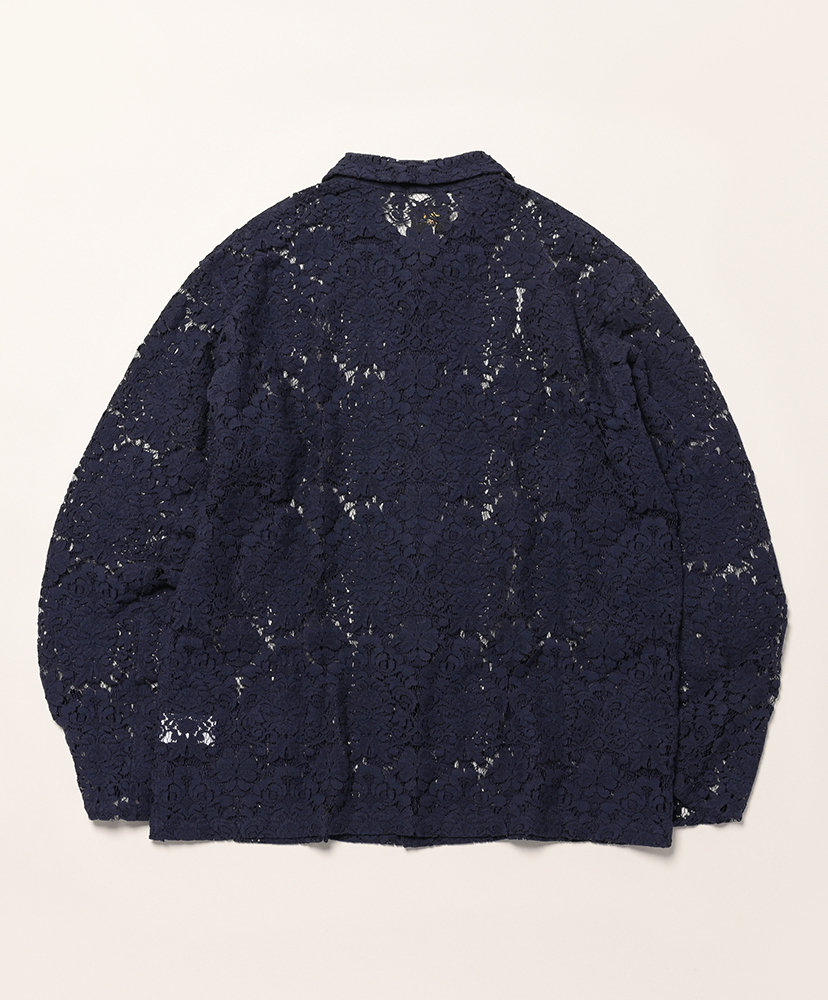 Widespread Collar Shirt - Raschel Lace Navy/ネイビー L(MEN)