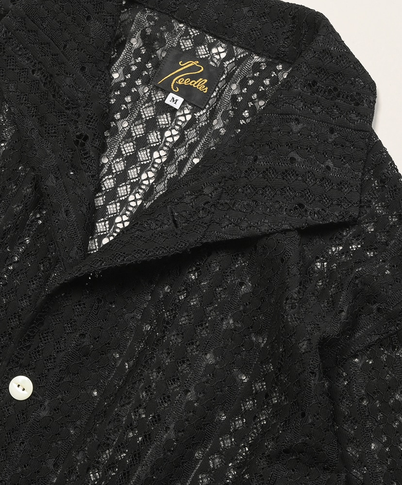 S/S Widespread Collar Shirt - Raschel Lace Black/ブラック L(MEN)