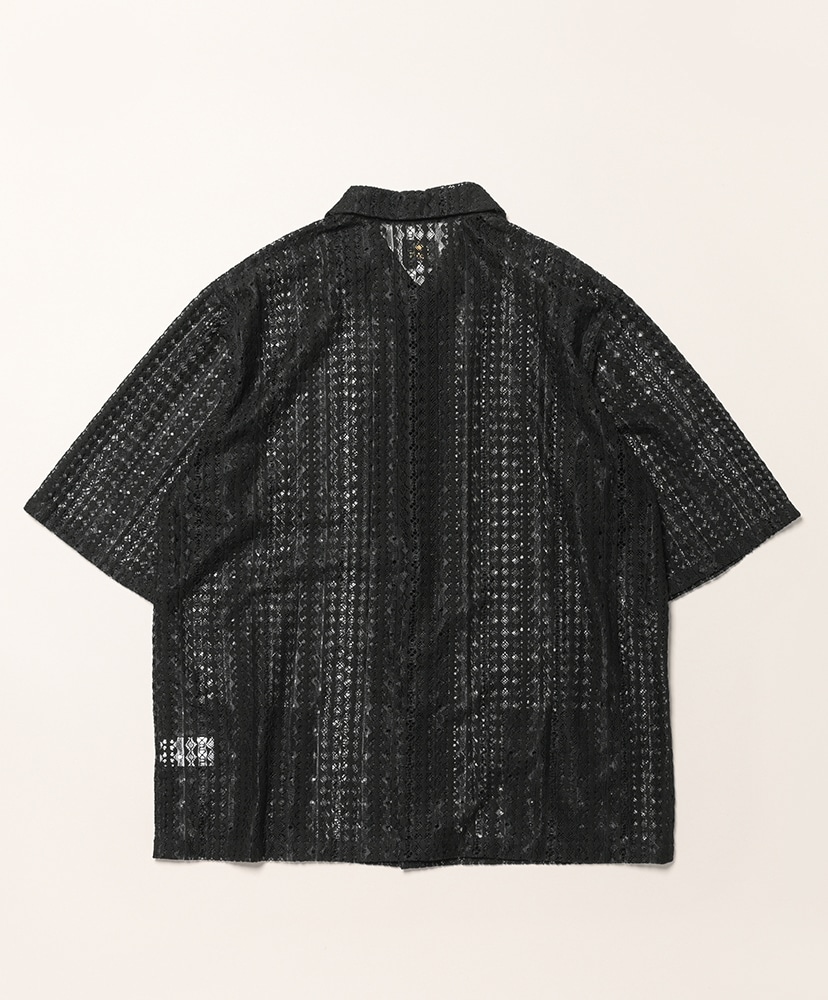 S/S Widespread Collar Shirt - Raschel Lace Black/ブラック L(MEN)