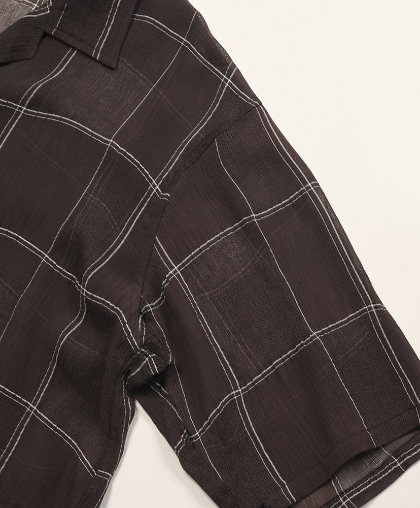 Cabana Shirt - Cupra Crepe Plaid Brown/ブラウン L(MEN)