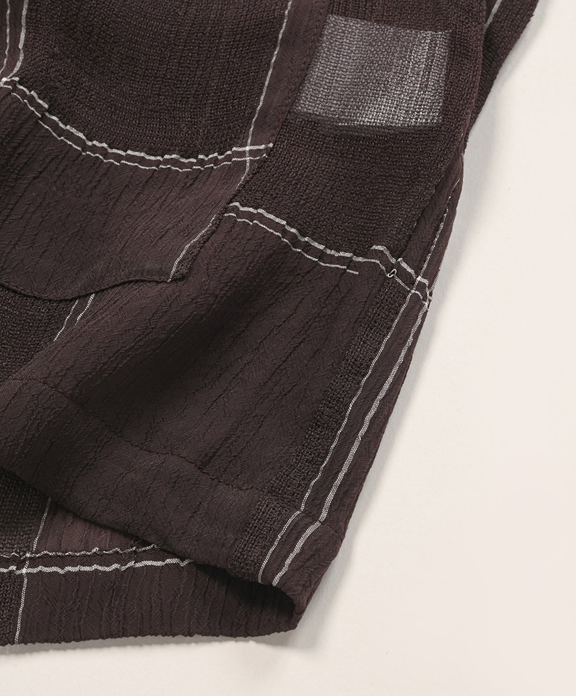 Cabana Shirt - Cupra Crepe Plaid Brown/ブラウン L(MEN)