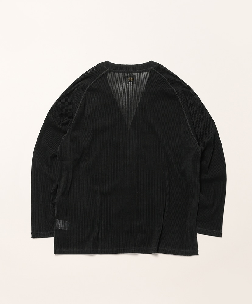 V-Neck Cardigan - Flocked Stripe Lace Black/ブラック L(MEN)
