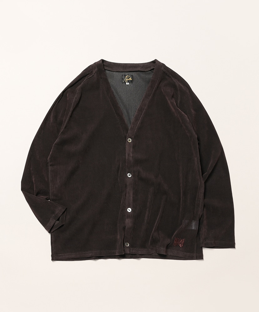 V-Neck Cardigan - Flocked Stripe Lace(L(MEN) Black/ブラック): NEEDLES