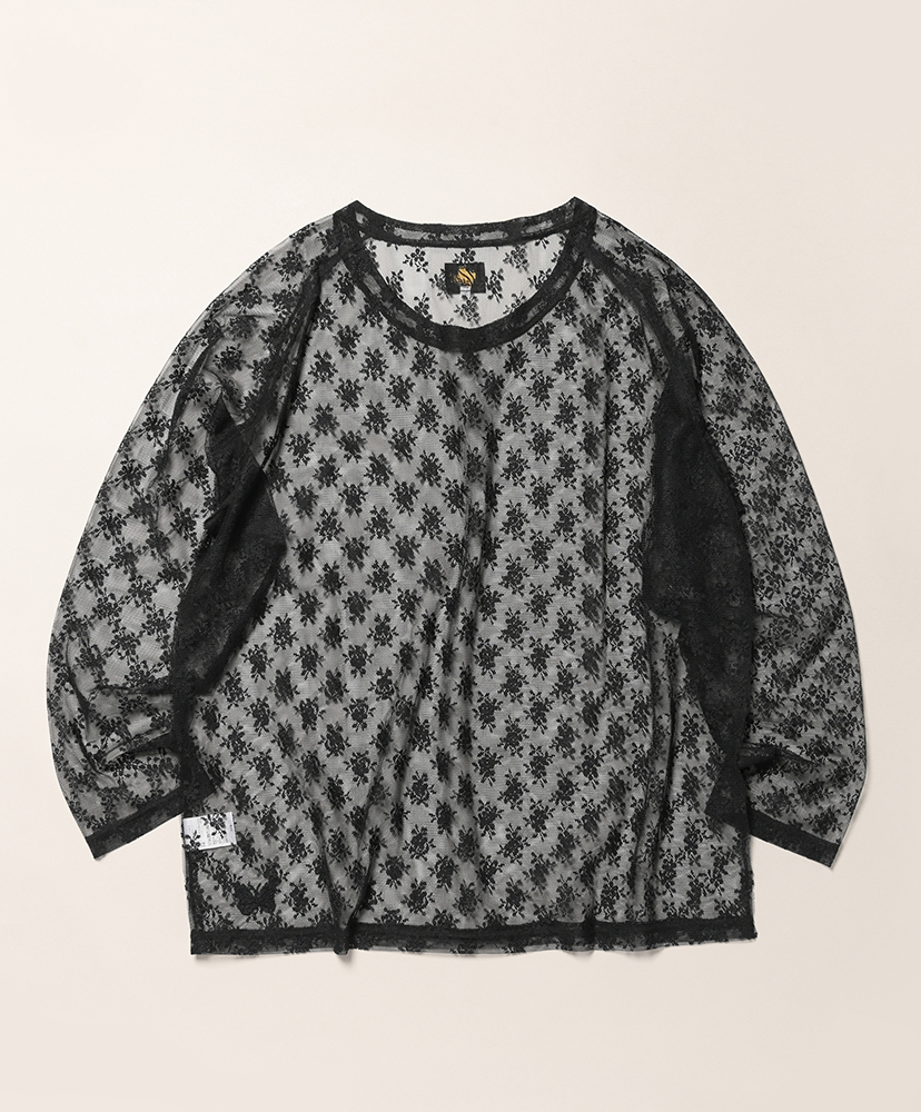 L/S U-Neck Tee - Floral Raschel Lace Black/ブラック L(MEN)