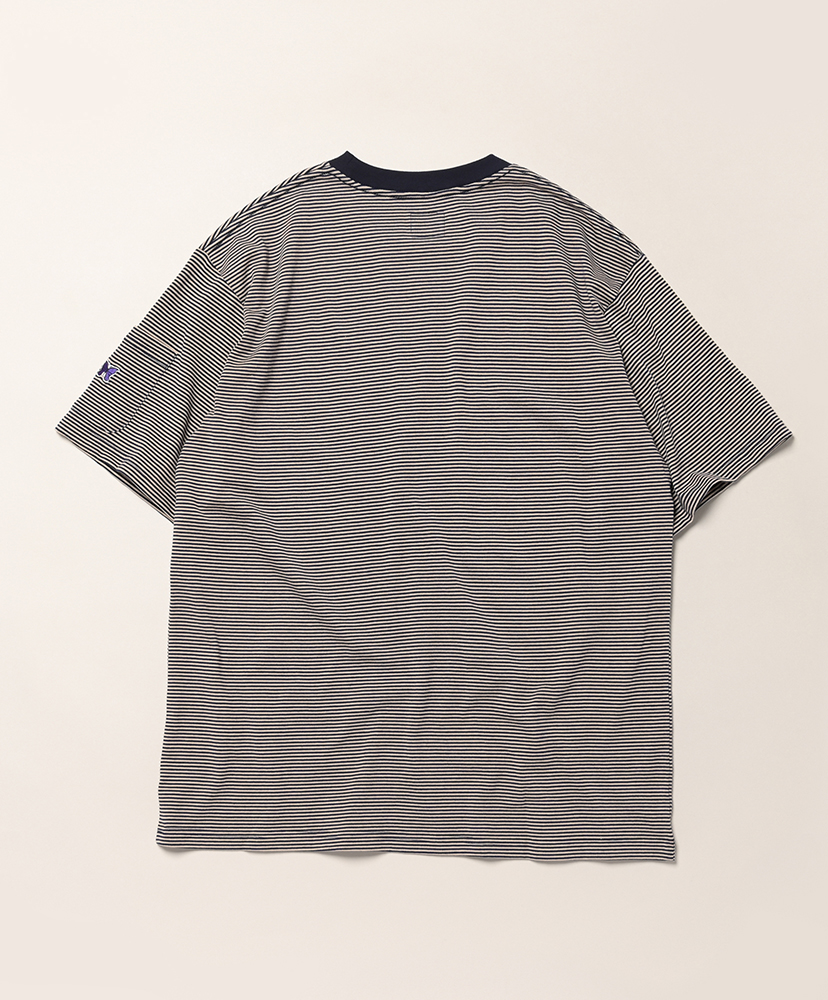 S/S Crew Neck Tee - Cotton Stripe Jersey Navy×Beige/ネイビー×ベージュ L(MEN)