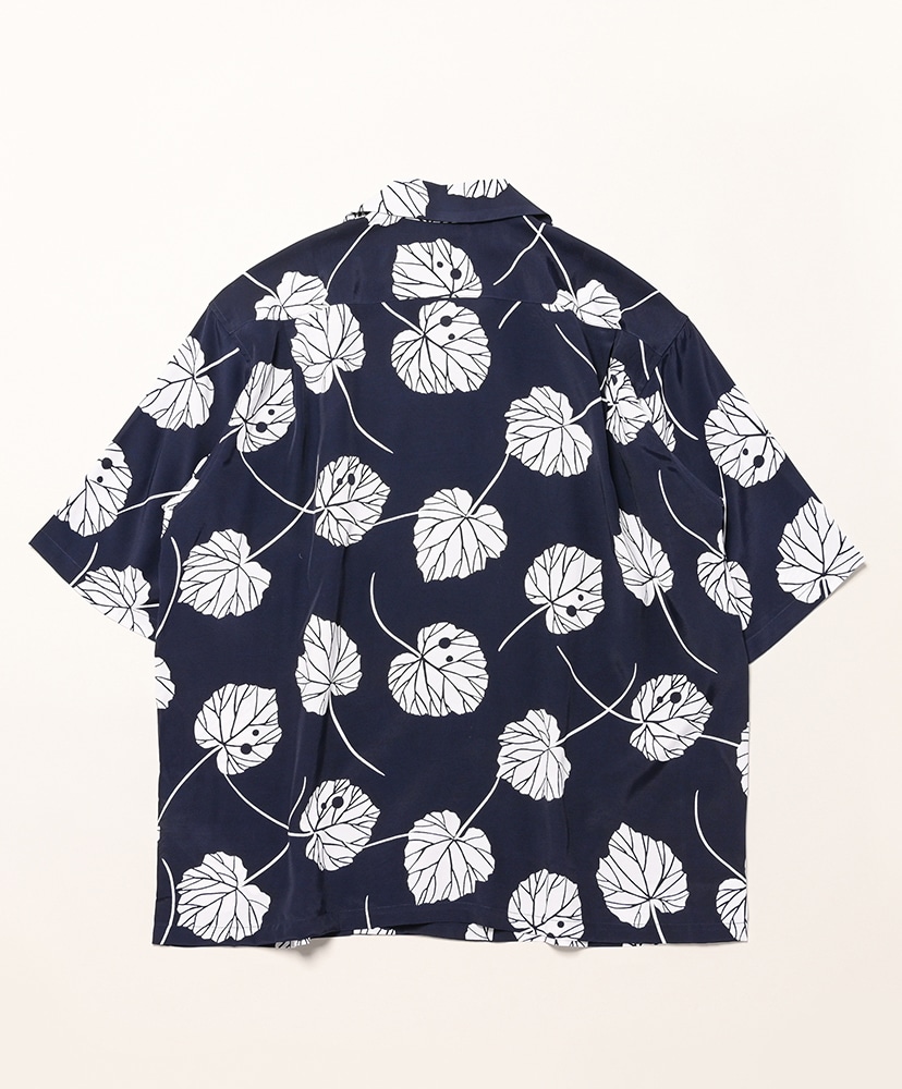 S/S Open Collar Shirt - Leaf Navy/ネイビー L(MEN)