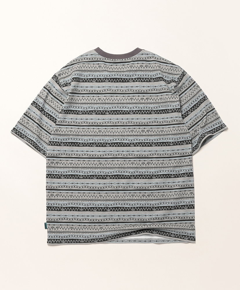 S/S Crew Neck Tee - Stripe Jersey / Stripe Printed Grey/グレー L(MEN)