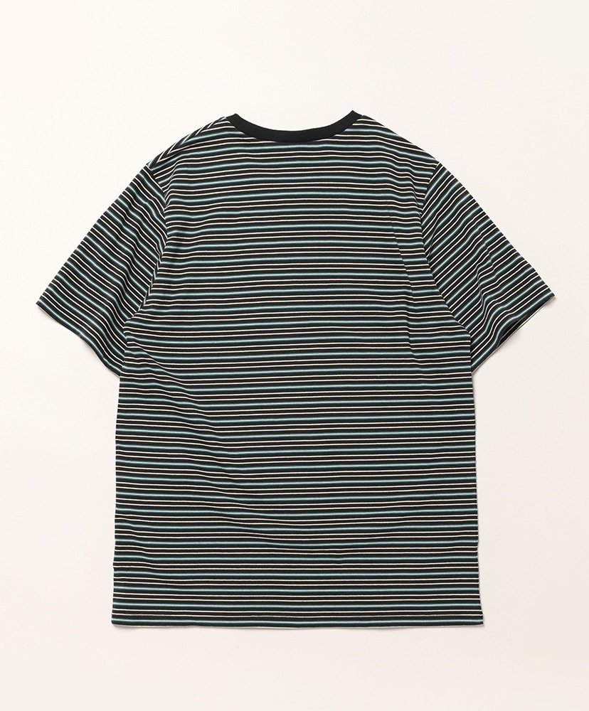 S/S Round Pocket Tee - Cotton Multi Narrow Stripe Jersey Black/ブラック L(MEN)