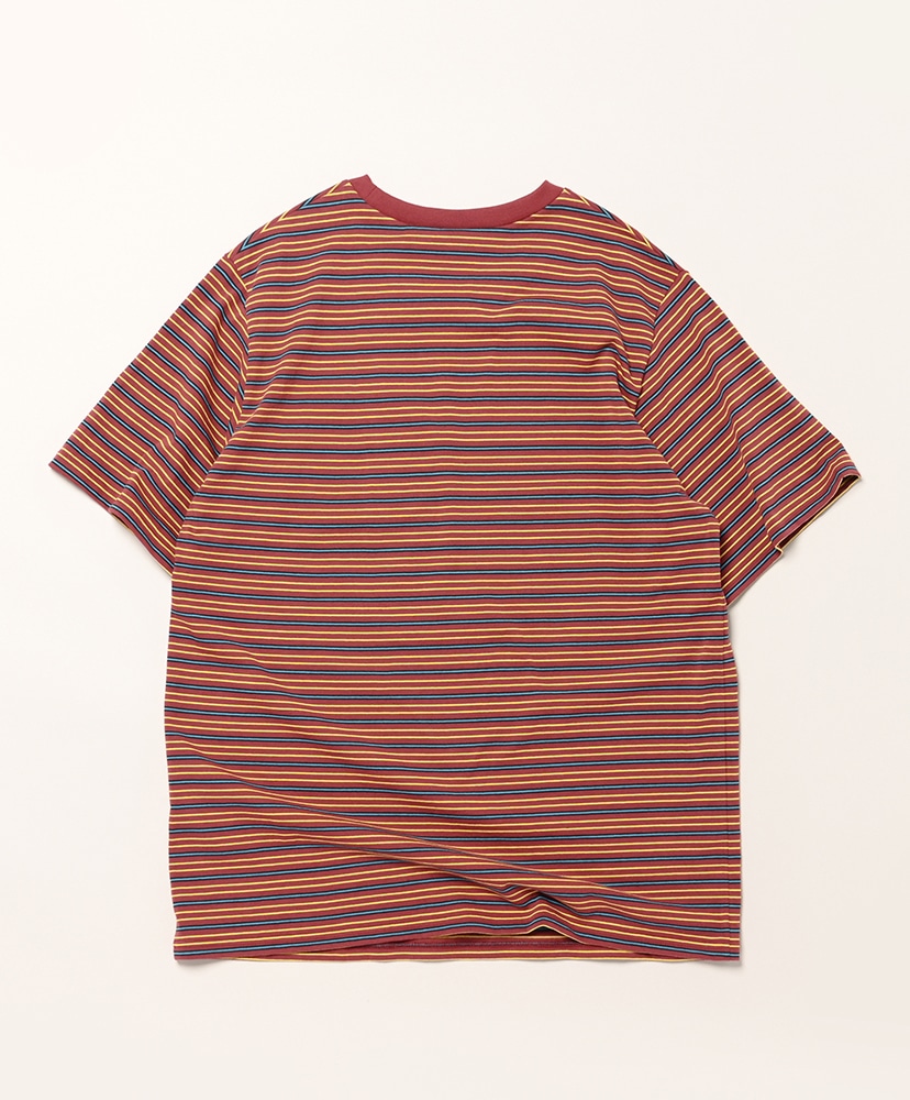 S/S Round Pocket Tee - Cotton Multi Narrow Stripe Jersey Burgundy/バーガンディ L(MEN)