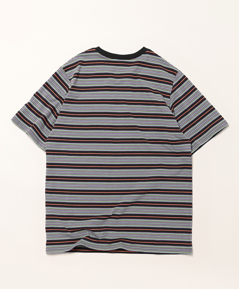 S/S Round Pocket Tee - Cotton Multi Wide Stripe Jersey Black/ブラック L(MEN)