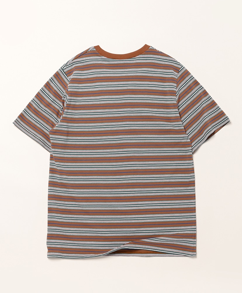 S/S Round Pocket Tee - Cotton Multi Wide Stripe Jersey Brown/ブラウン L(MEN)