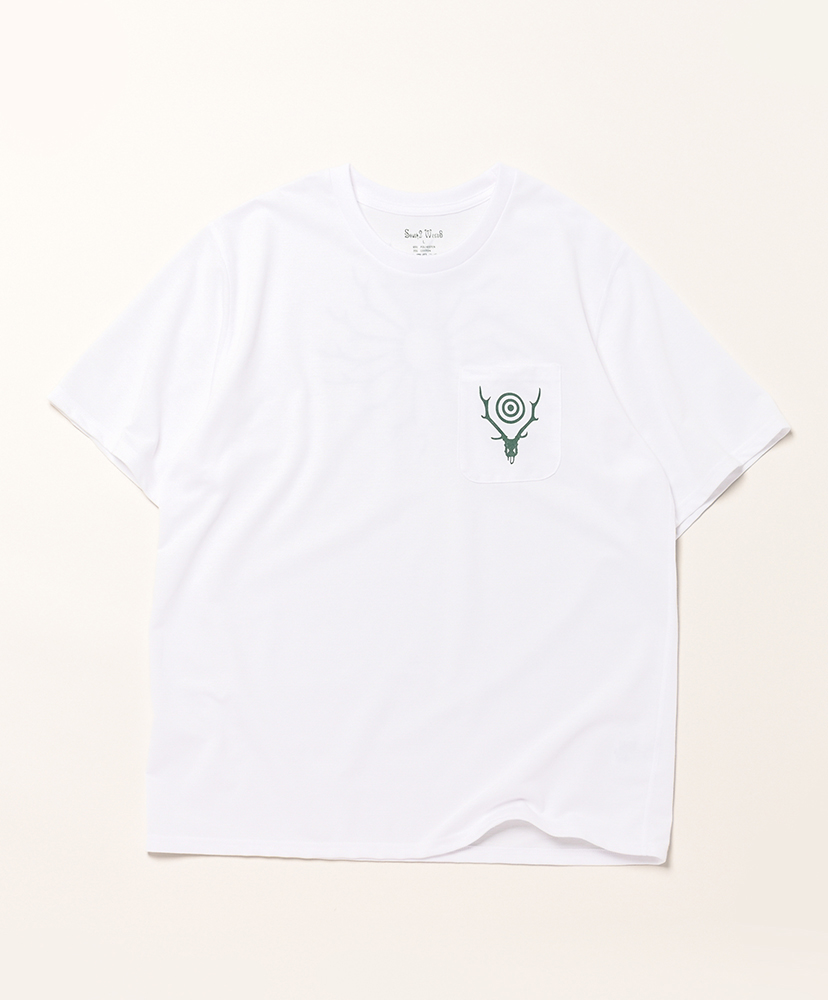 S/S Round Pocket Tee - Circle Horn White/ホワイト L(MEN)