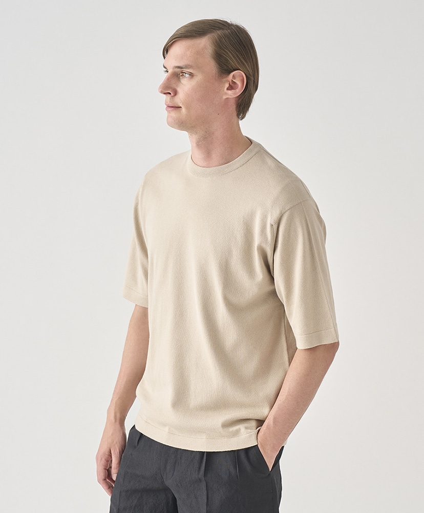 Tindall - ウェルトヘム半袖コットンニットTシャツ Almond/アーモンド L(MEN)