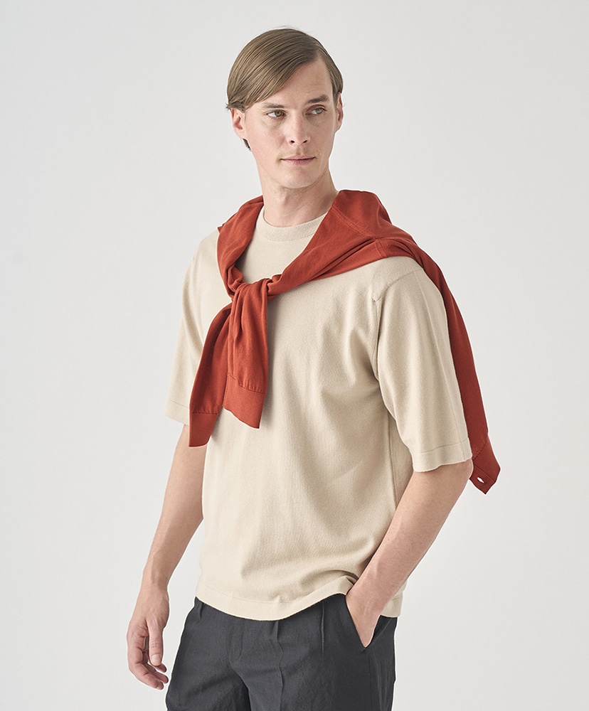 Tindall - ウェルトヘム半袖コットンニットTシャツ Almond/アーモンド L(MEN)