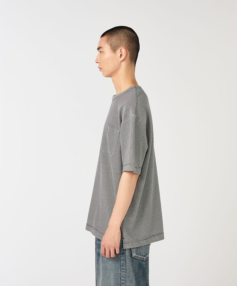 Micro Stripe Pocket Tee NW/ネイビー×ホワイト L(MEN)