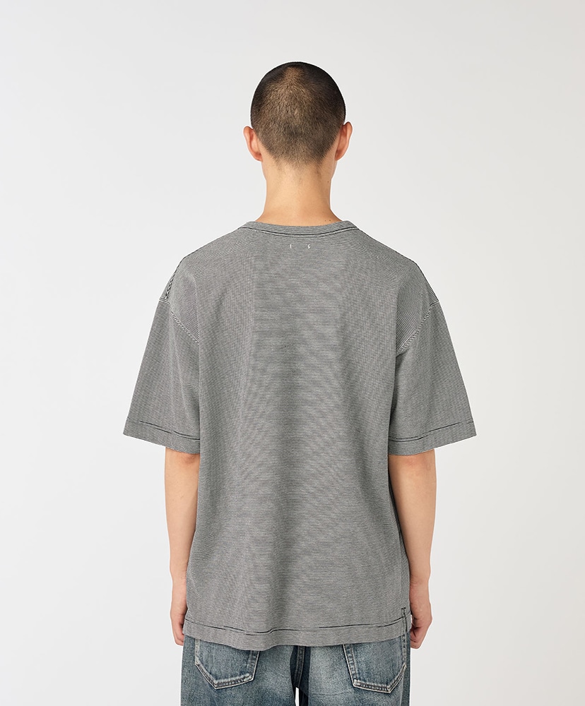 Micro Stripe Pocket Tee NW/ネイビー×ホワイト L(MEN)