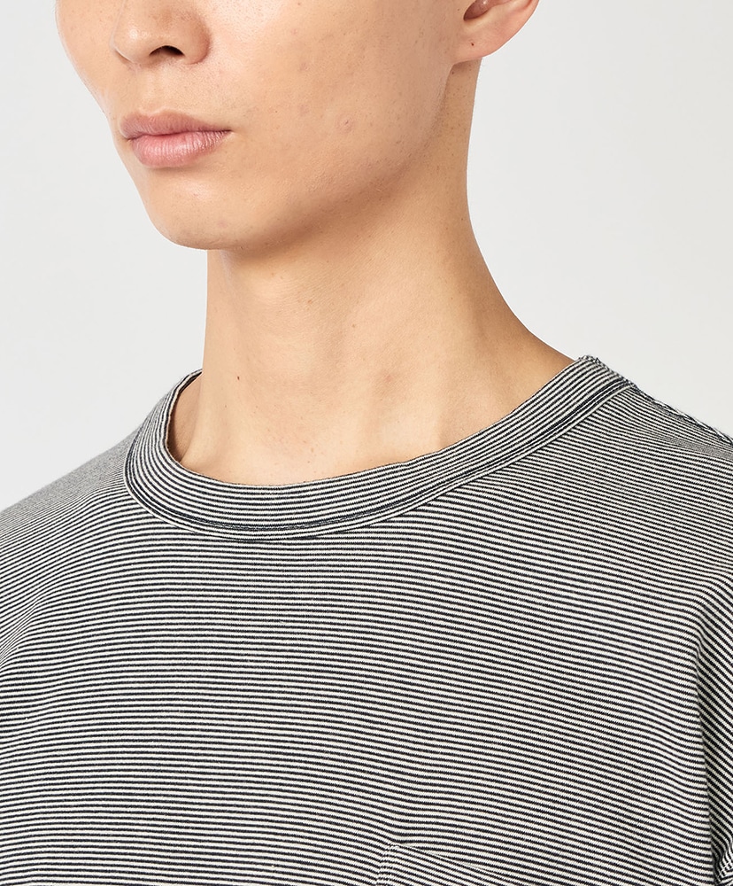 Micro Stripe Pocket Tee NW/ネイビー×ホワイト L(MEN)