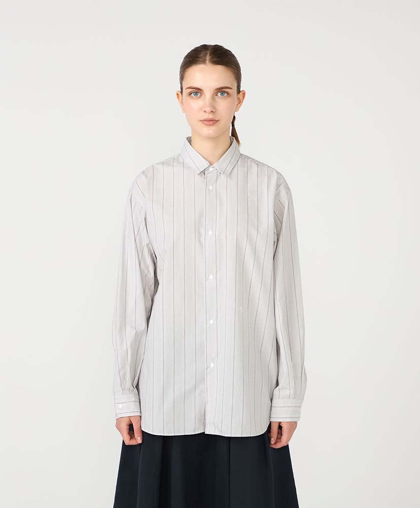 Regular Collar Stripe Wind Shirt H/グレー 0(WOMEN)