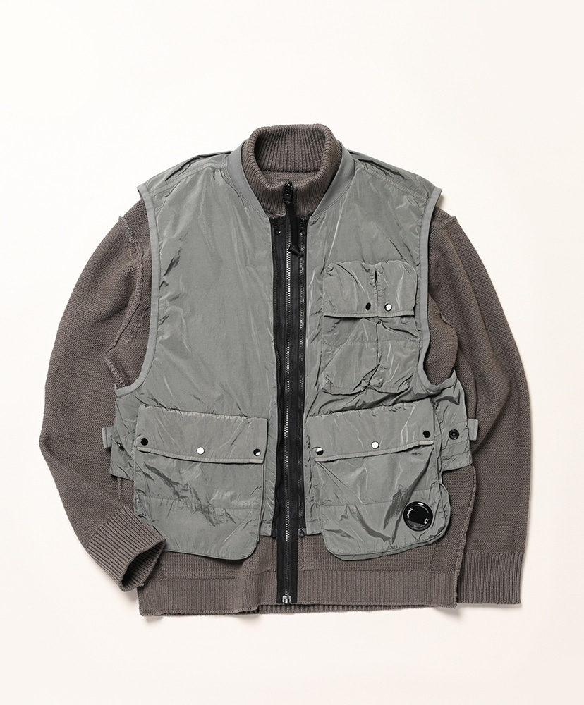 Cotton Mixed Zipped Cardigan Gunmetal - Grey/ガンメタル グレー L(MEN)