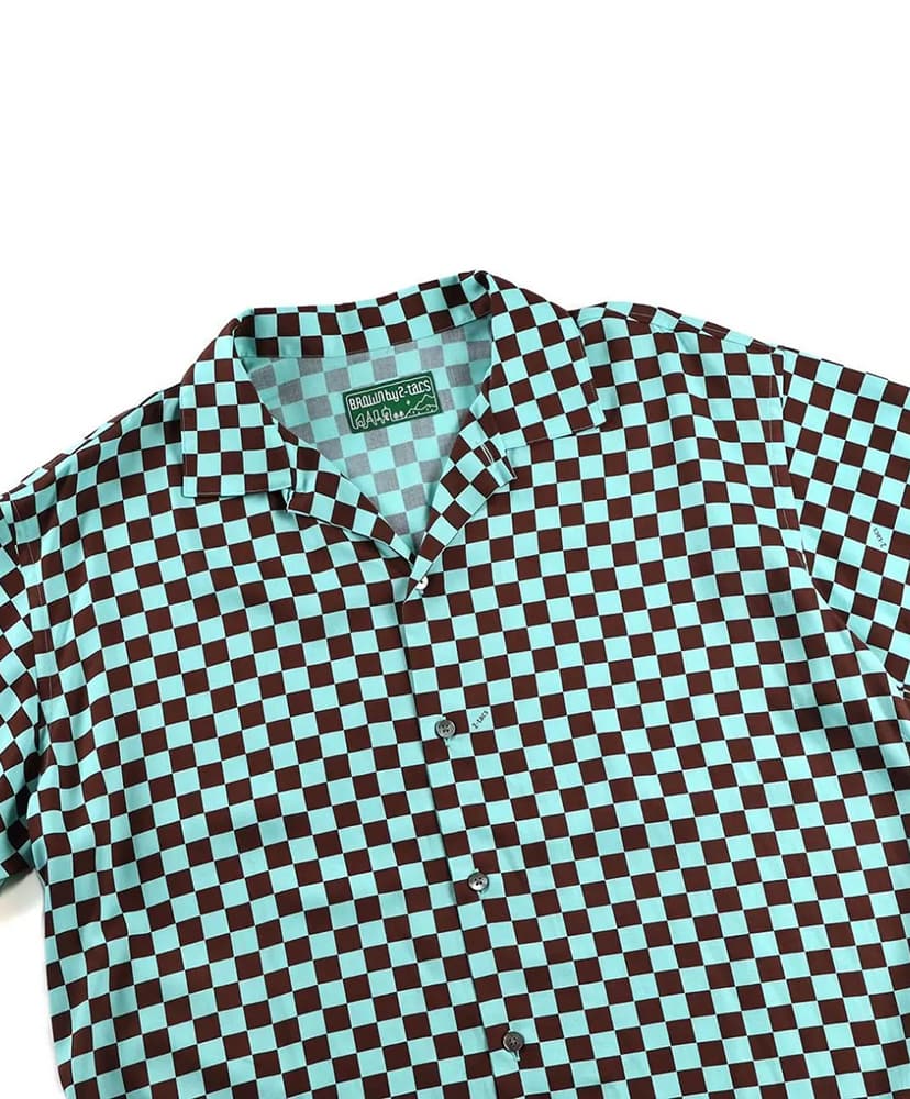Aloha S/S Brown&Blue checker/ブラウンアンドブルーチェッカー L(MEN)