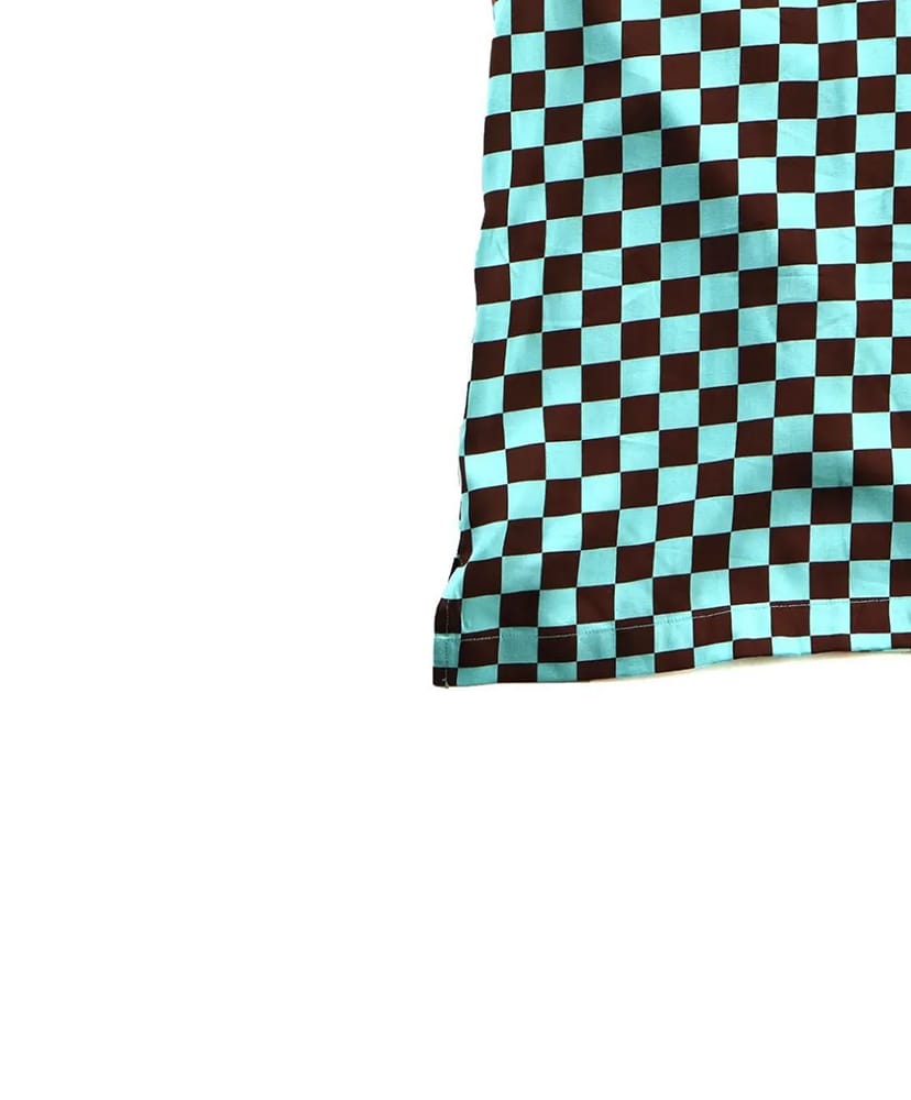 Aloha S/S Brown&Blue checker/ブラウンアンドブルーチェッカー L(MEN)