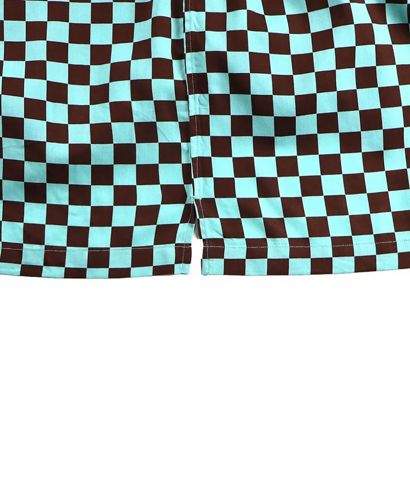 Aloha S/S Brown&Blue checker/ブラウンアンドブルーチェッカー L(MEN)