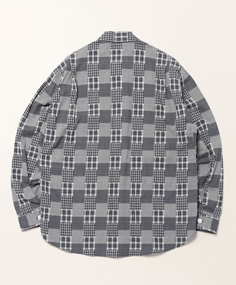 Digs Crew Half - Random Patchwork Plaid Navy×White/ネイビー×ホワイト L(MEN)