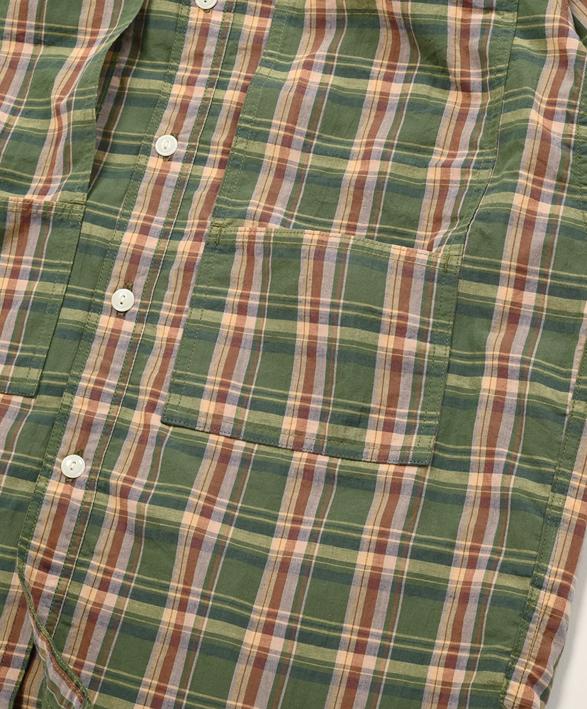 Leaf Pruner Half 1/2 - Organic Cotton Madras Beige×Brown/ベージュ×ブラウン L(MEN)