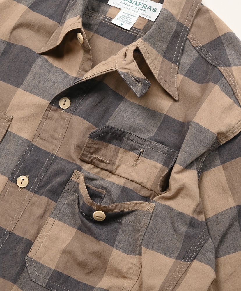 Gardener Shirt 1/2 - Cotton Weave Black Gray Brown/ブラックグレーブラウン L(MEN)