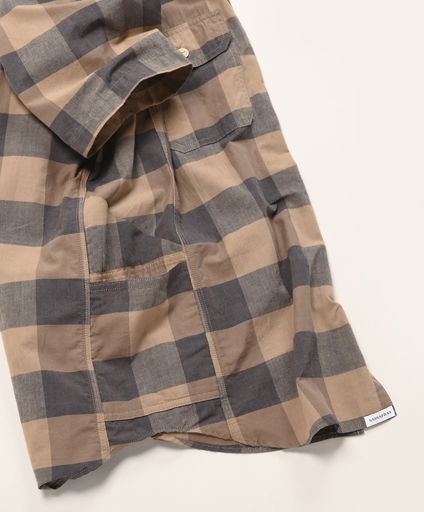 Gardener Shirt 1/2 - Cotton Weave Black Gray Brown/ブラックグレーブラウン L(MEN)