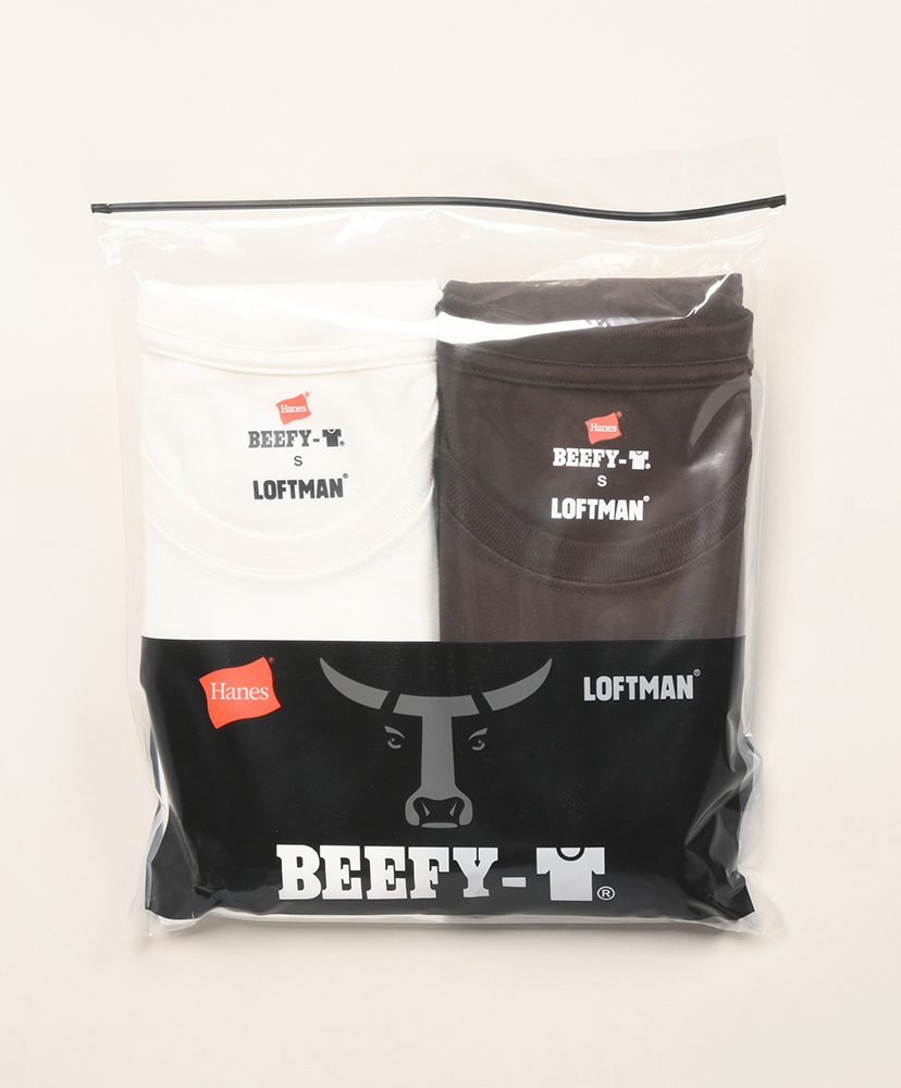 LOFTMAN別注 50th 2P BEEFY S/S T Dark Brown×Off White/ダークブラウン×オフホワイト L(MEN)