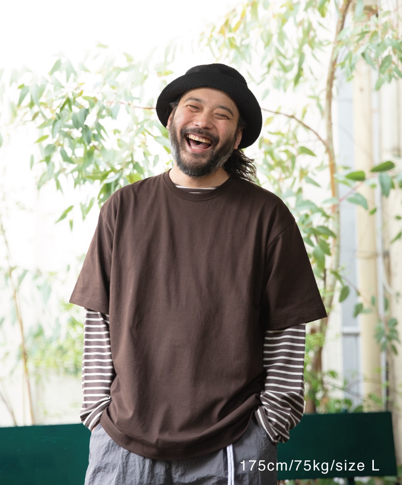 LOFTMAN別注 50th 2P BEEFY S/S T Dark Brown×Off White/ダークブラウン×オフホワイト L(MEN)