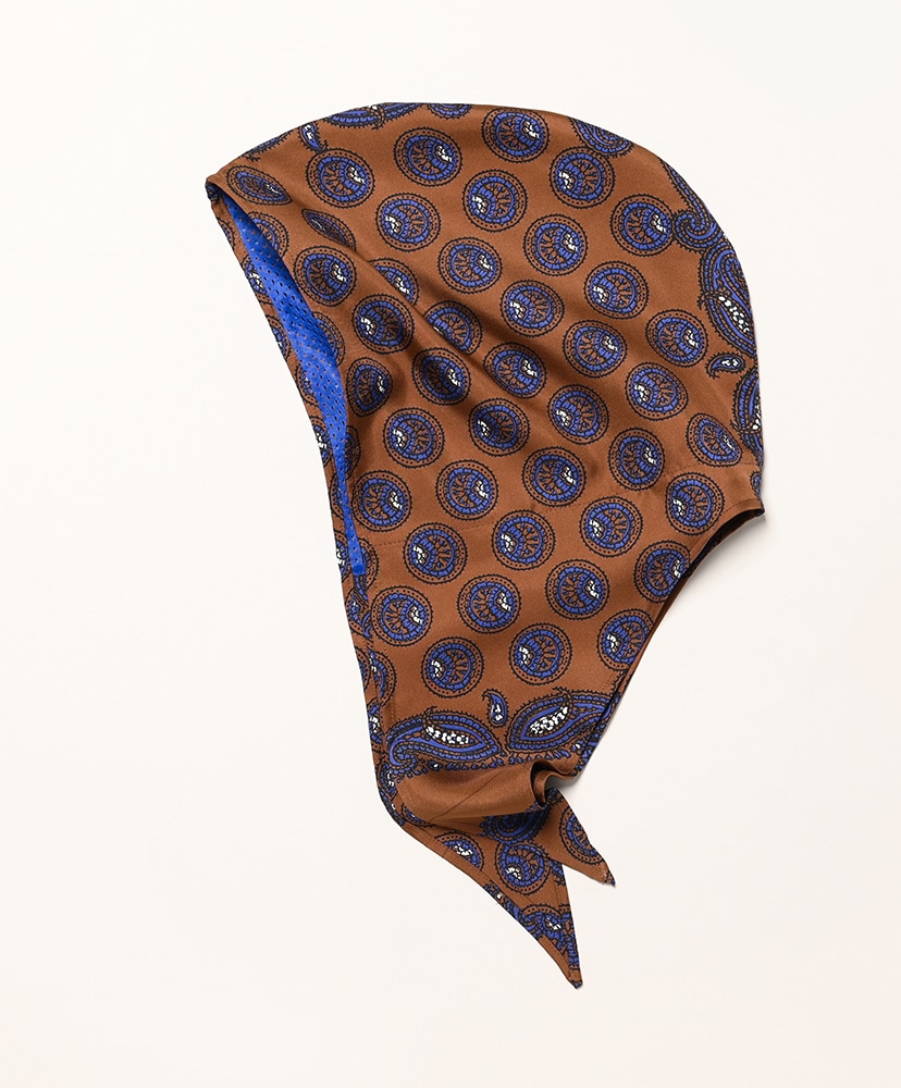 Paisley Silk Hoody Scarf Brown/ブラウン ONE