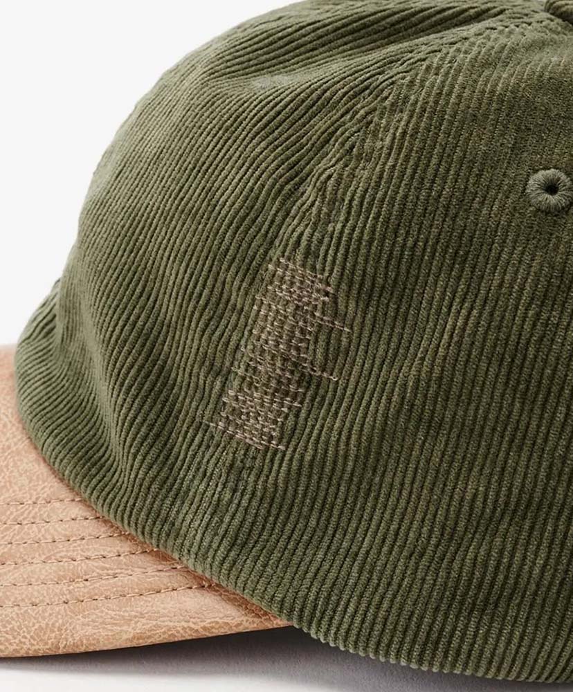 Corduroy & Faux Leather 6Panel Cap Olive Green/オリーブグリーン FREE