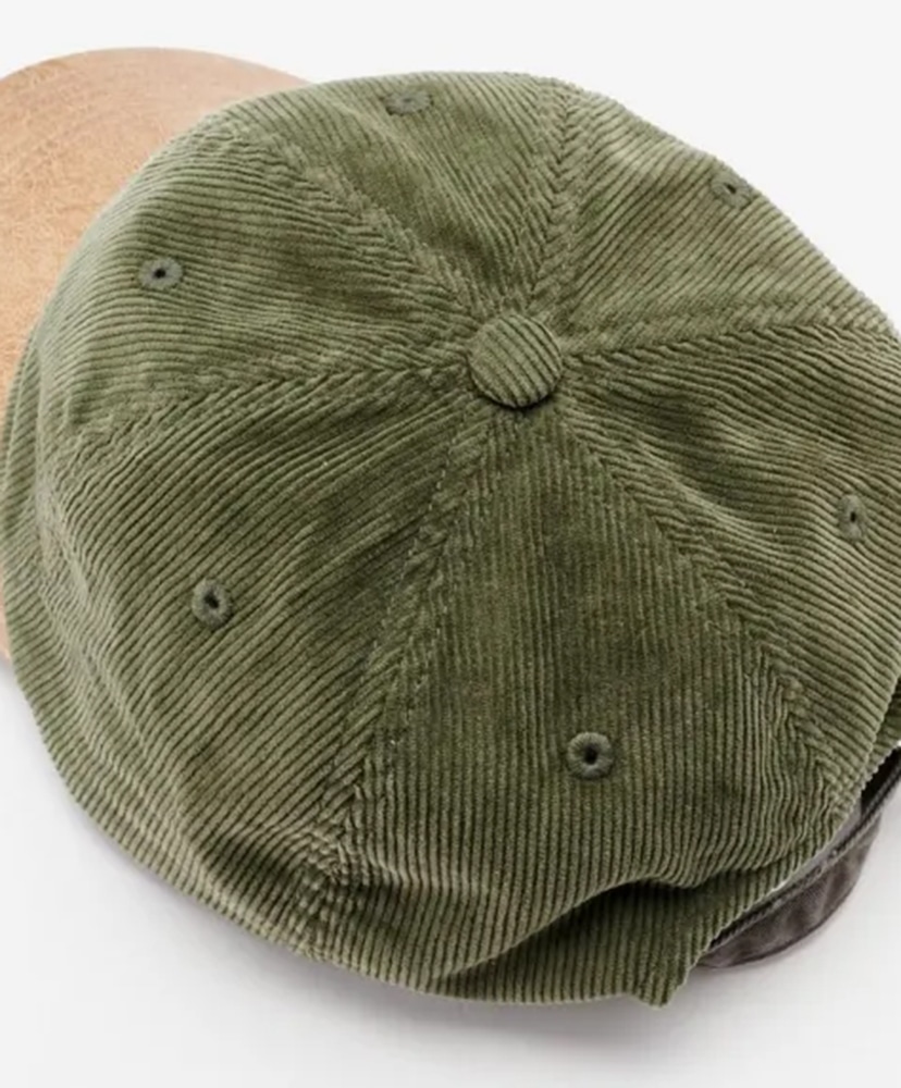Corduroy & Faux Leather 6Panel Cap Olive Green/オリーブグリーン FREE