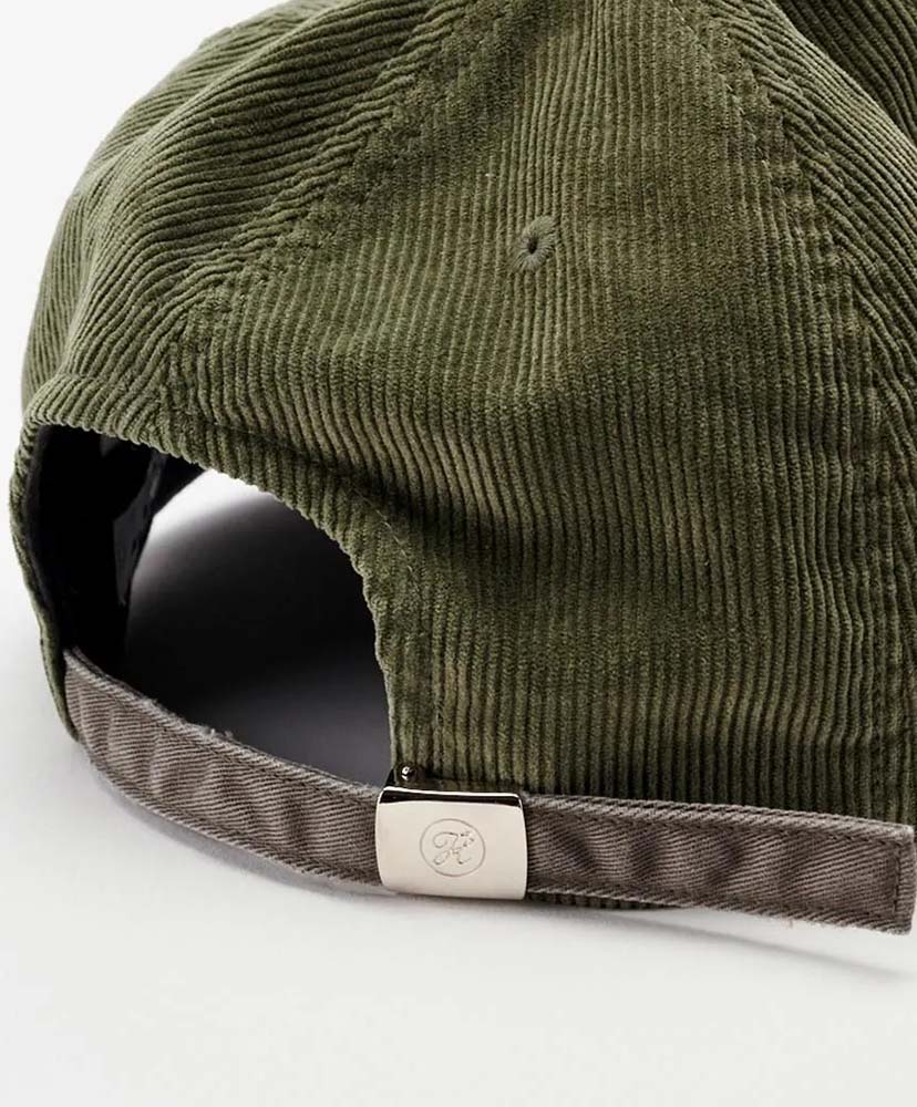 Corduroy & Faux Leather 6Panel Cap Olive Green/オリーブグリーン FREE