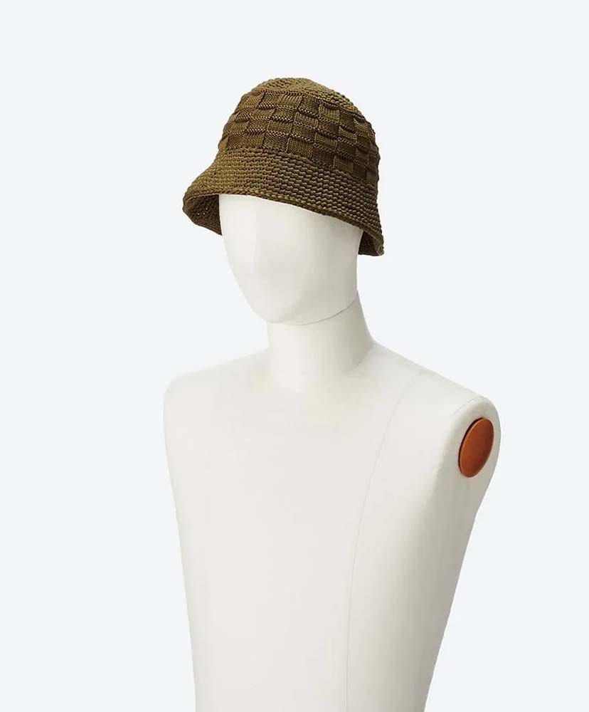 Poly Knit Bucket Hat (Checkerboad) Olive Green/オリーブグリーン F